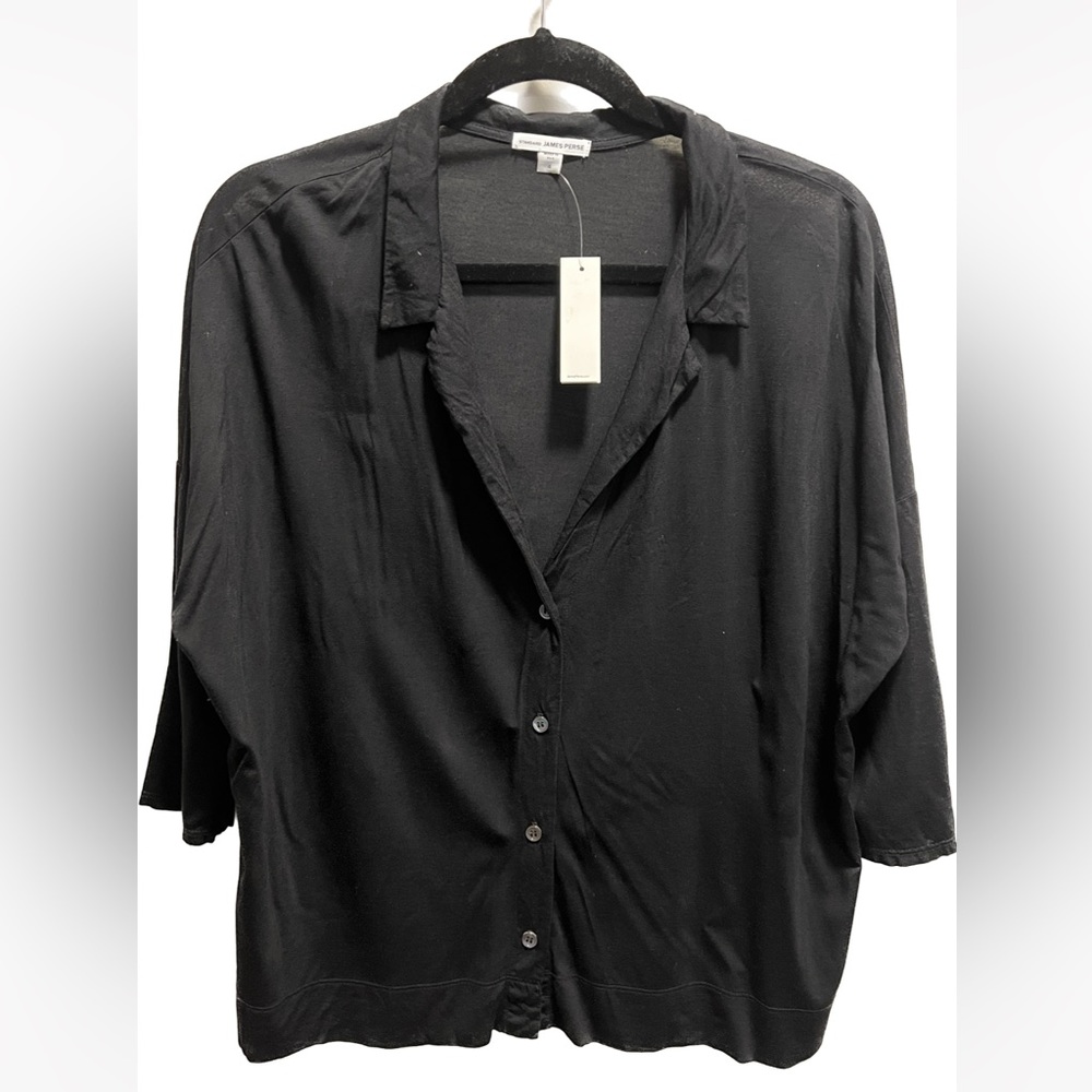 James Perse stretchy matte jersey button down shirt, new with tags